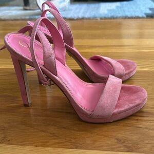 Sam Edelman Pink Stiletto Strappy 4 Inch Suede Heels Women’s size 7